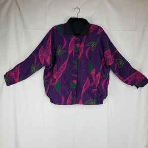 Vintage purple, pink, and green 1980 jogger jacket large